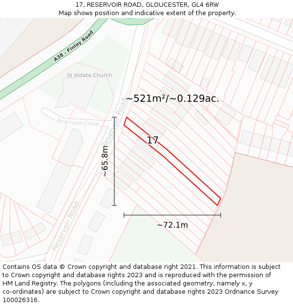 17, RESERVOIR ROAD, GLOUCESTER, GL4 6RW: Plot and title map