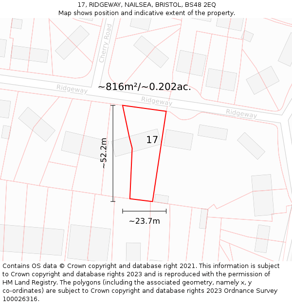 17, RIDGEWAY, NAILSEA, BRISTOL, BS48 2EQ: Plot and title map