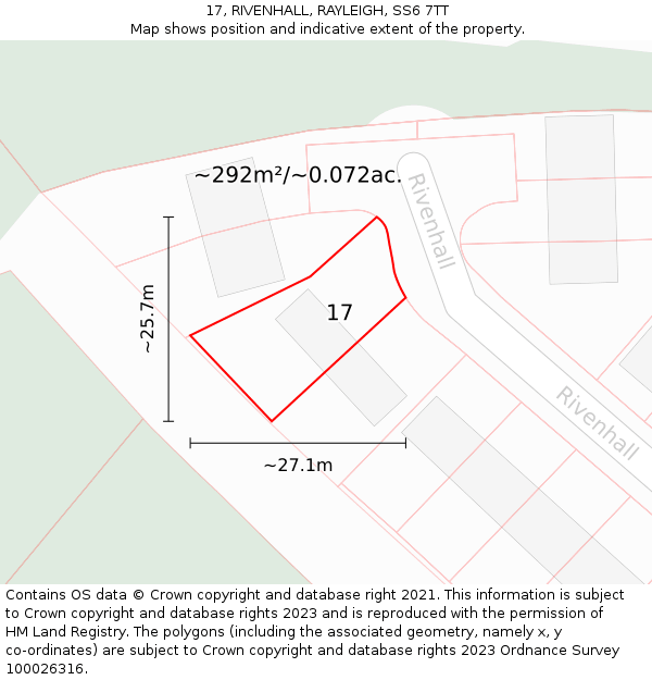 17, RIVENHALL, RAYLEIGH, SS6 7TT: Plot and title map