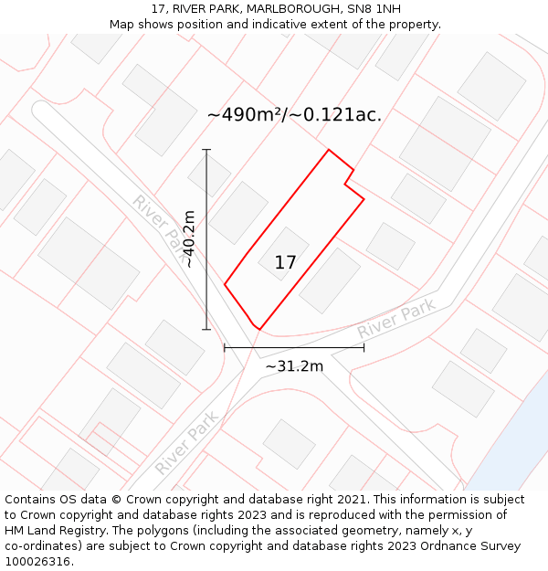 17, RIVER PARK, MARLBOROUGH, SN8 1NH: Plot and title map