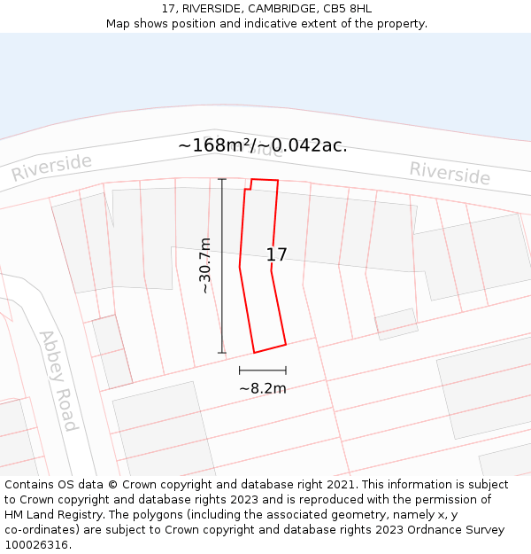 17, RIVERSIDE, CAMBRIDGE, CB5 8HL: Plot and title map