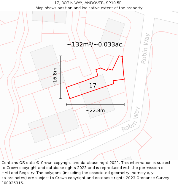 17, ROBIN WAY, ANDOVER, SP10 5PH: Plot and title map