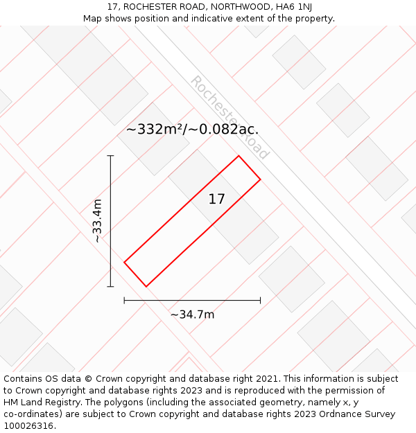 17, ROCHESTER ROAD, NORTHWOOD, HA6 1NJ: Plot and title map
