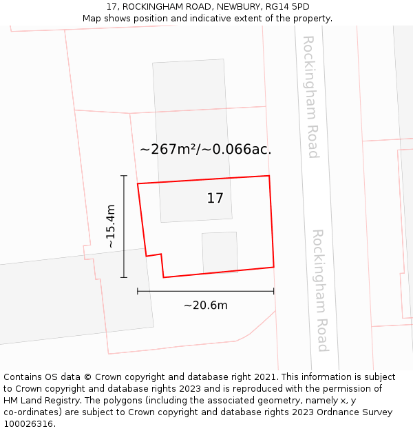 17, ROCKINGHAM ROAD, NEWBURY, RG14 5PD: Plot and title map
