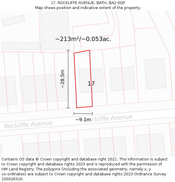 17, ROCKLIFFE AVENUE, BATH, BA2 6QP: Plot and title map