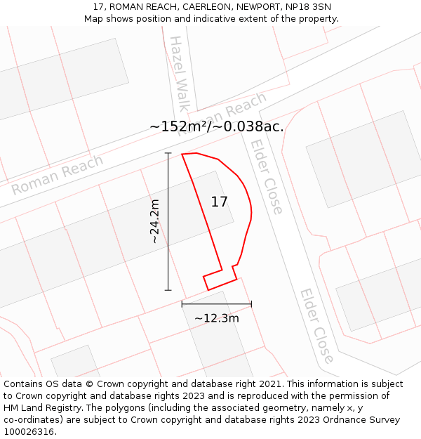 17, ROMAN REACH, CAERLEON, NEWPORT, NP18 3SN: Plot and title map