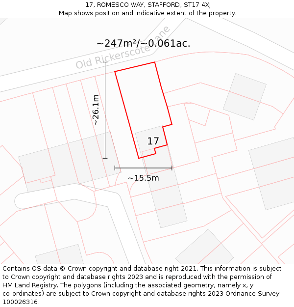 17, ROMESCO WAY, STAFFORD, ST17 4XJ: Plot and title map