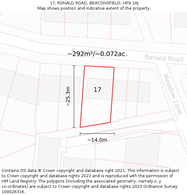 17, RONALD ROAD, BEACONSFIELD, HP9 1AJ: Plot and title map