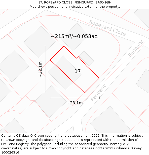 17, ROPEYARD CLOSE, FISHGUARD, SA65 9BH: Plot and title map