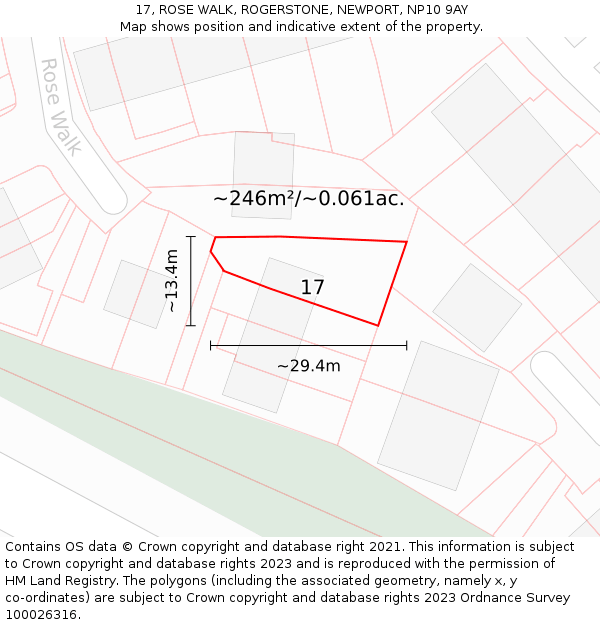 17, ROSE WALK, ROGERSTONE, NEWPORT, NP10 9AY: Plot and title map