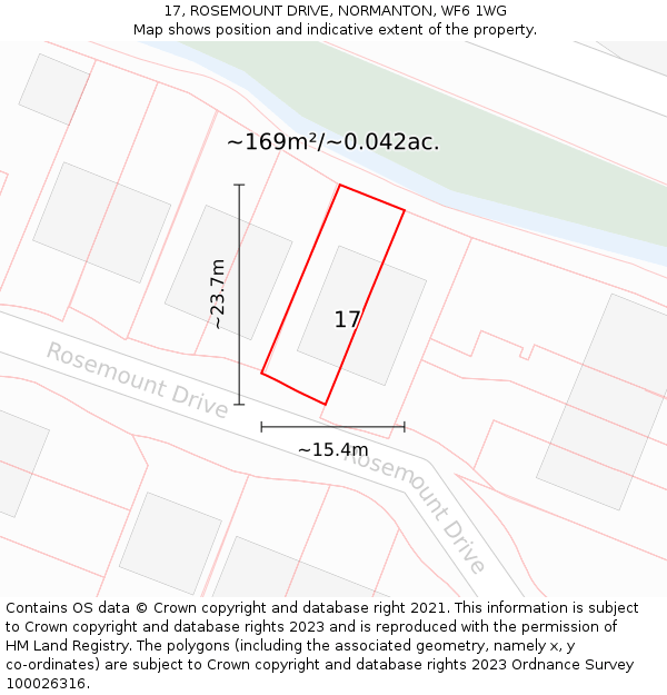 17, ROSEMOUNT DRIVE, NORMANTON, WF6 1WG: Plot and title map