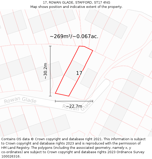 17, ROWAN GLADE, STAFFORD, ST17 4NG: Plot and title map