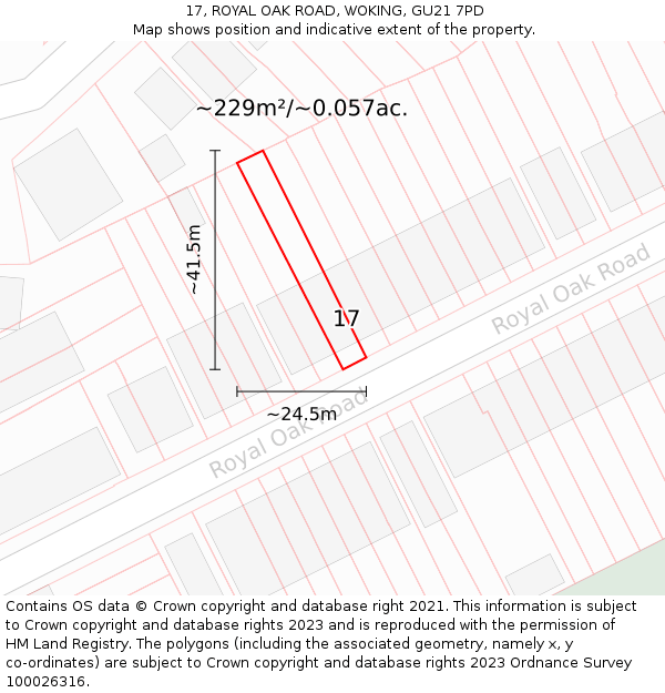 17, ROYAL OAK ROAD, WOKING, GU21 7PD: Plot and title map