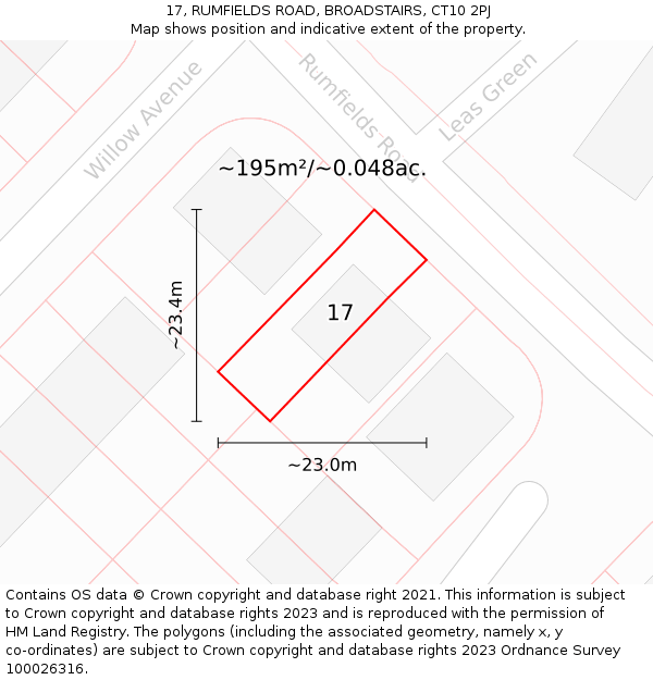 17, RUMFIELDS ROAD, BROADSTAIRS, CT10 2PJ: Plot and title map