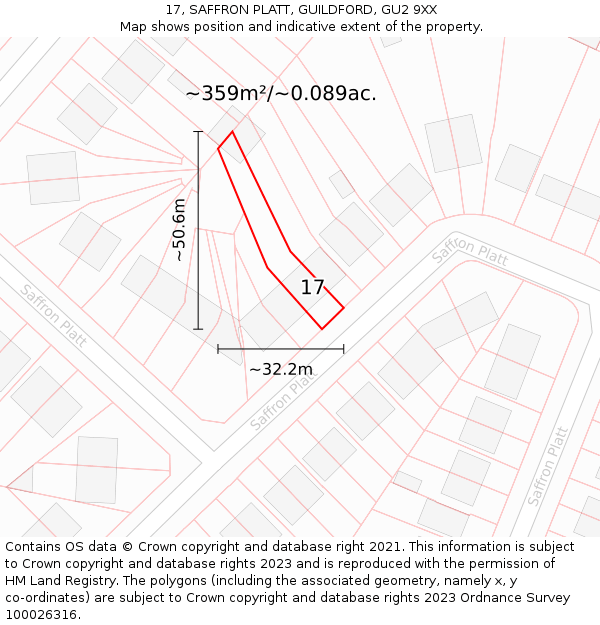 17, SAFFRON PLATT, GUILDFORD, GU2 9XX: Plot and title map