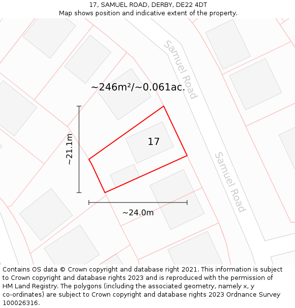 17, SAMUEL ROAD, DERBY, DE22 4DT: Plot and title map