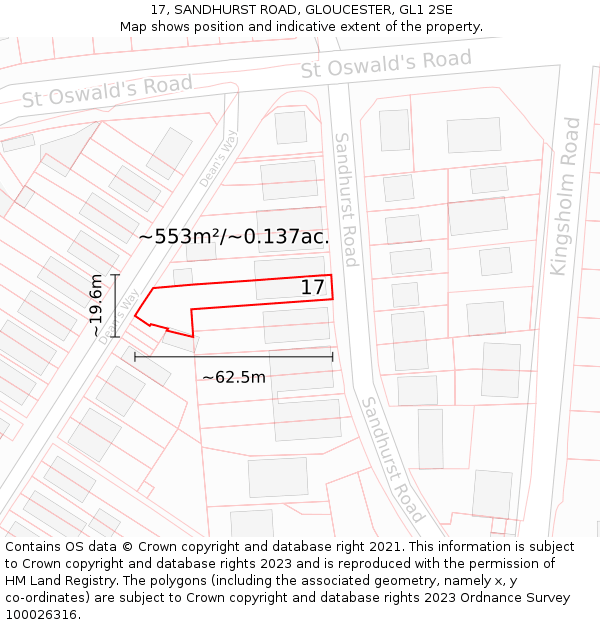 17, SANDHURST ROAD, GLOUCESTER, GL1 2SE: Plot and title map