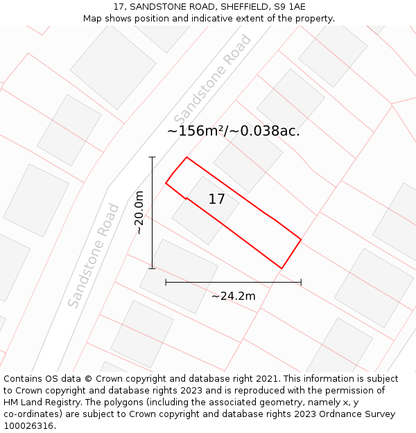 17, SANDSTONE ROAD, SHEFFIELD, S9 1AE: Plot and title map