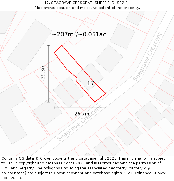 17, SEAGRAVE CRESCENT, SHEFFIELD, S12 2JL: Plot and title map