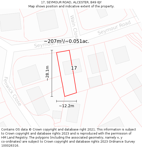 17, SEYMOUR ROAD, ALCESTER, B49 6JY: Plot and title map