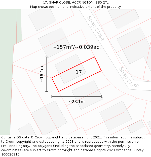 17, SHAP CLOSE, ACCRINGTON, BB5 2TL: Plot and title map