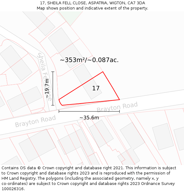 17, SHEILA FELL CLOSE, ASPATRIA, WIGTON, CA7 3DA: Plot and title map