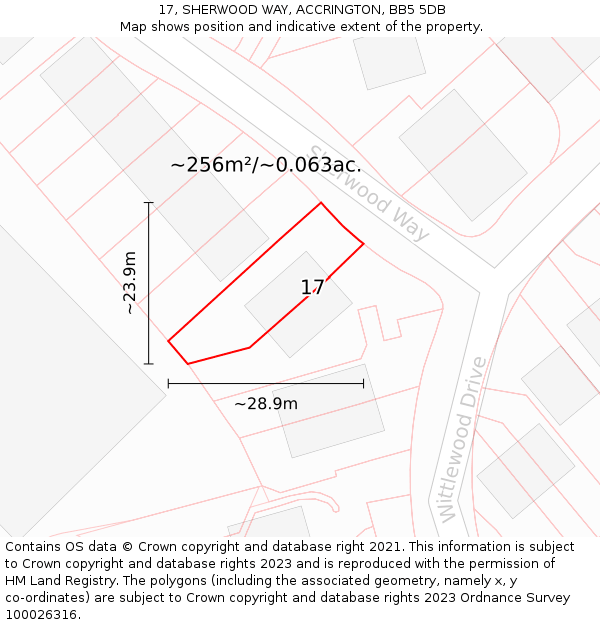 17, SHERWOOD WAY, ACCRINGTON, BB5 5DB: Plot and title map