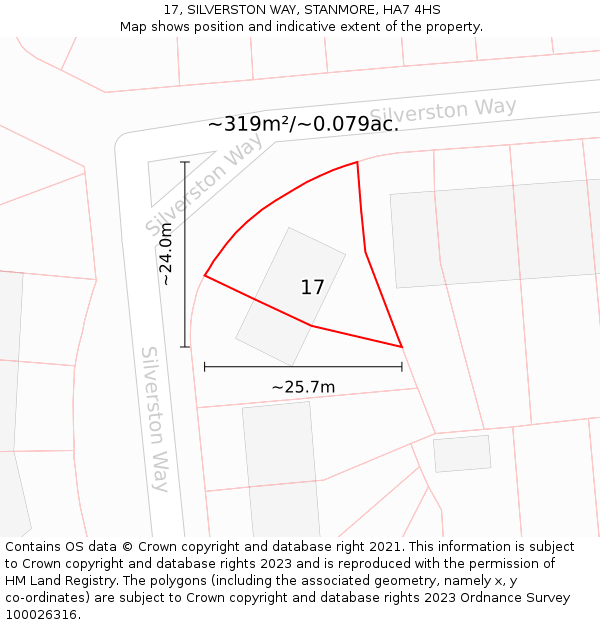 17, SILVERSTON WAY, STANMORE, HA7 4HS: Plot and title map