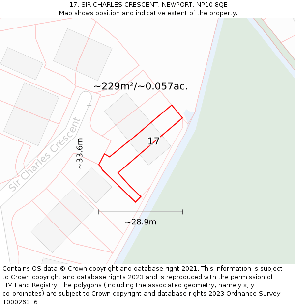 17, SIR CHARLES CRESCENT, NEWPORT, NP10 8QE: Plot and title map
