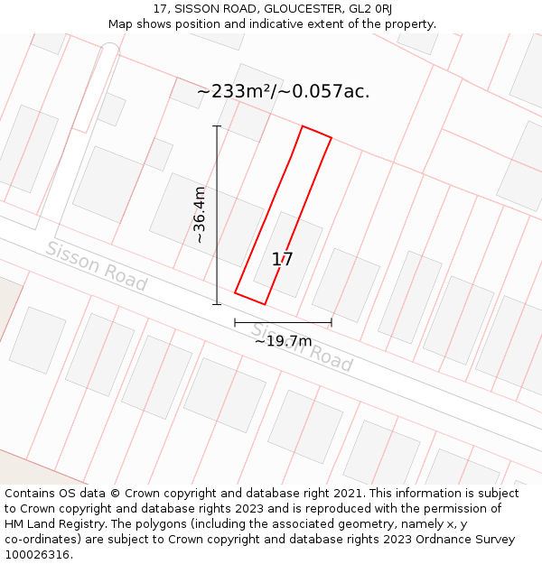 17, SISSON ROAD, GLOUCESTER, GL2 0RJ: Plot and title map