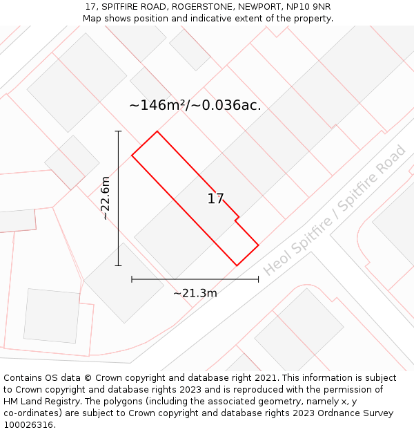 17, SPITFIRE ROAD, ROGERSTONE, NEWPORT, NP10 9NR: Plot and title map
