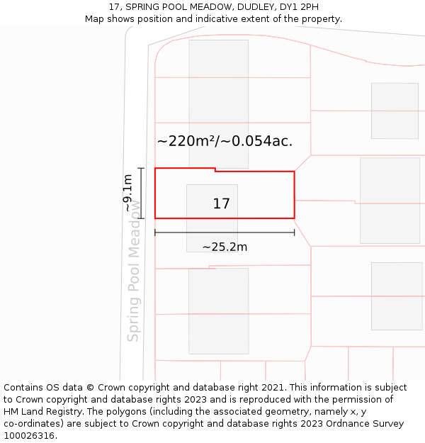 17, SPRING POOL MEADOW, DUDLEY, DY1 2PH: Plot and title map