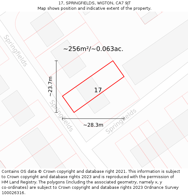 17, SPRINGFIELDS, WIGTON, CA7 9JT: Plot and title map