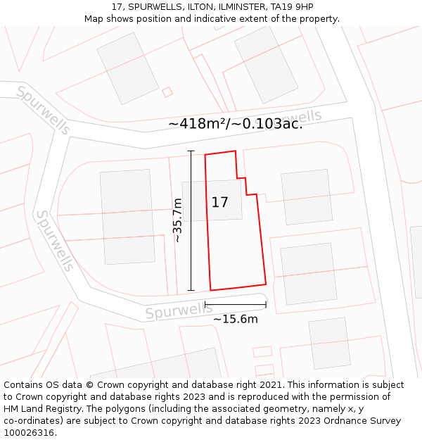 17, SPURWELLS, ILTON, ILMINSTER, TA19 9HP: Plot and title map