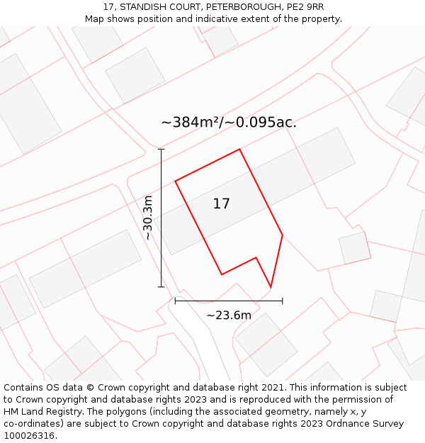17, STANDISH COURT, PETERBOROUGH, PE2 9RR: Plot and title map