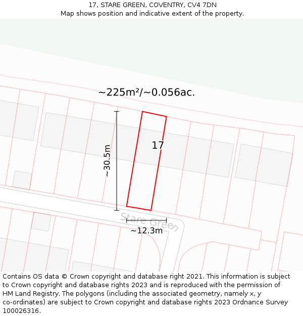 17, STARE GREEN, COVENTRY, CV4 7DN: Plot and title map