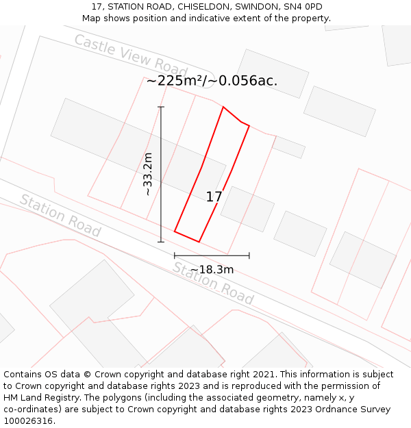 17, STATION ROAD, CHISELDON, SWINDON, SN4 0PD: Plot and title map