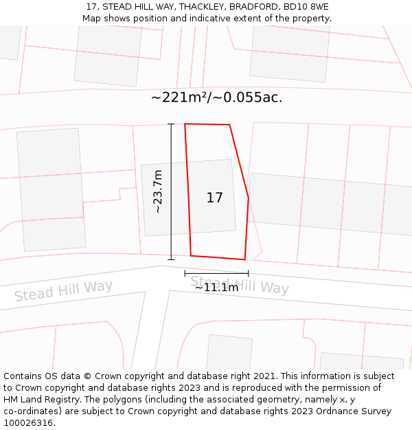17, STEAD HILL WAY, THACKLEY, BRADFORD, BD10 8WE: Plot and title map