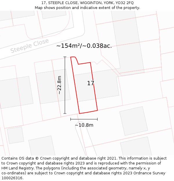17, STEEPLE CLOSE, WIGGINTON, YORK, YO32 2FQ: Plot and title map