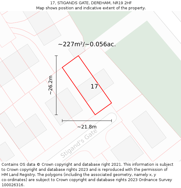17, STIGANDS GATE, DEREHAM, NR19 2HF: Plot and title map
