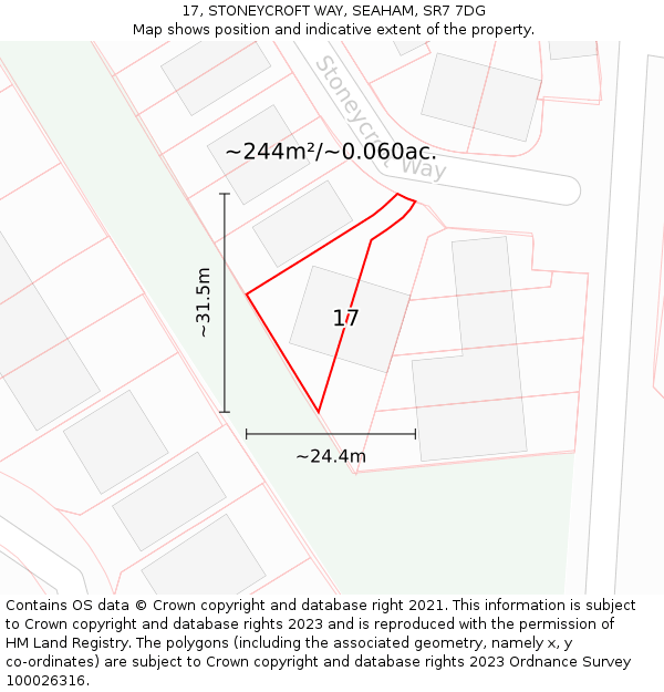17, STONEYCROFT WAY, SEAHAM, SR7 7DG: Plot and title map