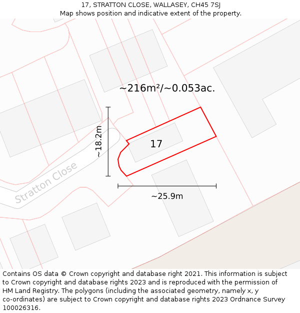 17, STRATTON CLOSE, WALLASEY, CH45 7SJ: Plot and title map