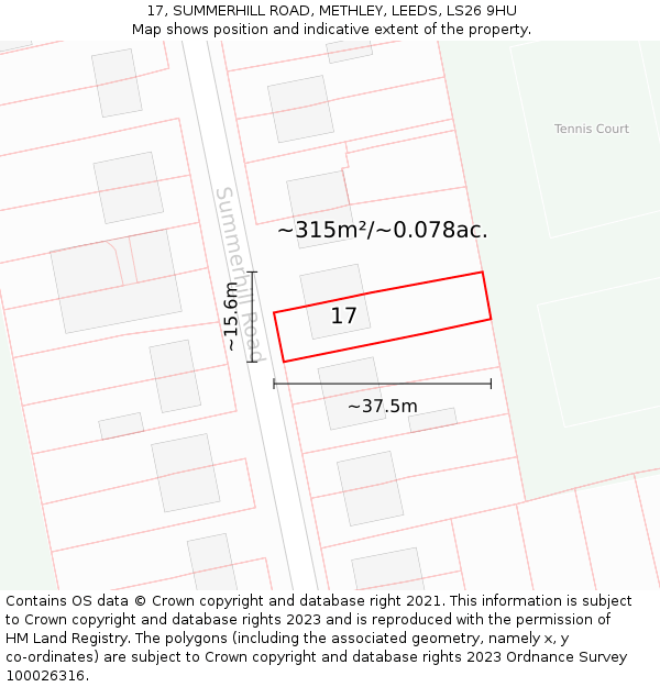 17, SUMMERHILL ROAD, METHLEY, LEEDS, LS26 9HU: Plot and title map