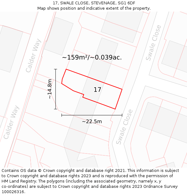 17, SWALE CLOSE, STEVENAGE, SG1 6DF: Plot and title map
