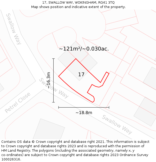 17, SWALLOW WAY, WOKINGHAM, RG41 3TQ: Plot and title map