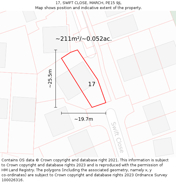 17, SWIFT CLOSE, MARCH, PE15 9JL: Plot and title map