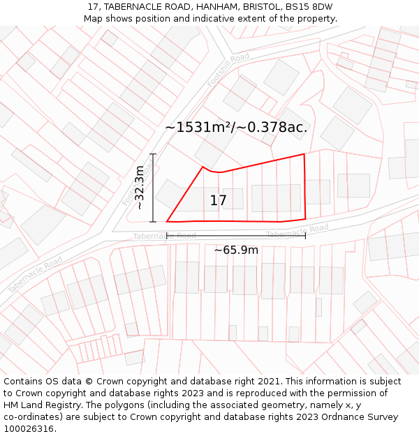 17, TABERNACLE ROAD, HANHAM, BRISTOL, BS15 8DW: Plot and title map