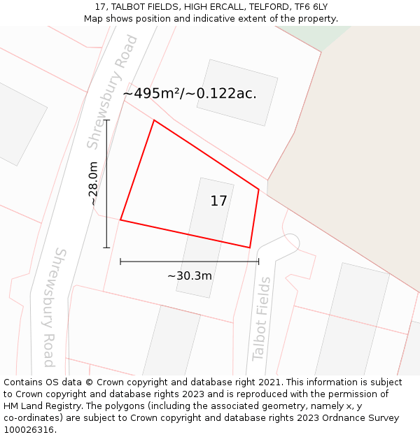 17, TALBOT FIELDS, HIGH ERCALL, TELFORD, TF6 6LY: Plot and title map