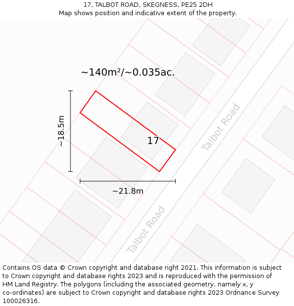 17, TALBOT ROAD, SKEGNESS, PE25 2DH: Plot and title map