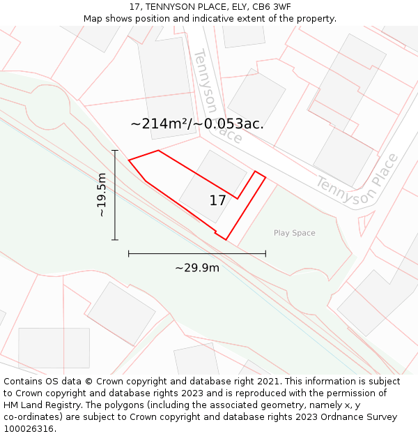 17, TENNYSON PLACE, ELY, CB6 3WF: Plot and title map